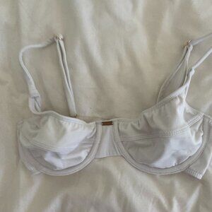 Gooseberry White Balcony Bikini Top in Size Small with Gold Hardwear
